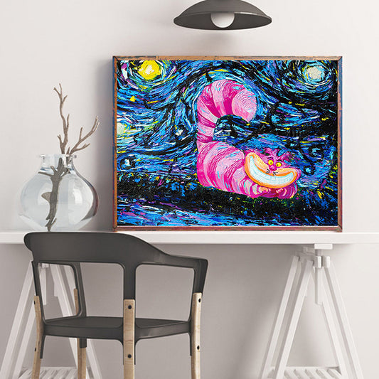 Canvas Textured Art Print Contemporary Raccoon under Starry Moon Night Sky Painting Clearhalo 'Art Gallery' 'Canvas Art' 'Contemporary Art Gallery' 'Modern' Arts' 1599123