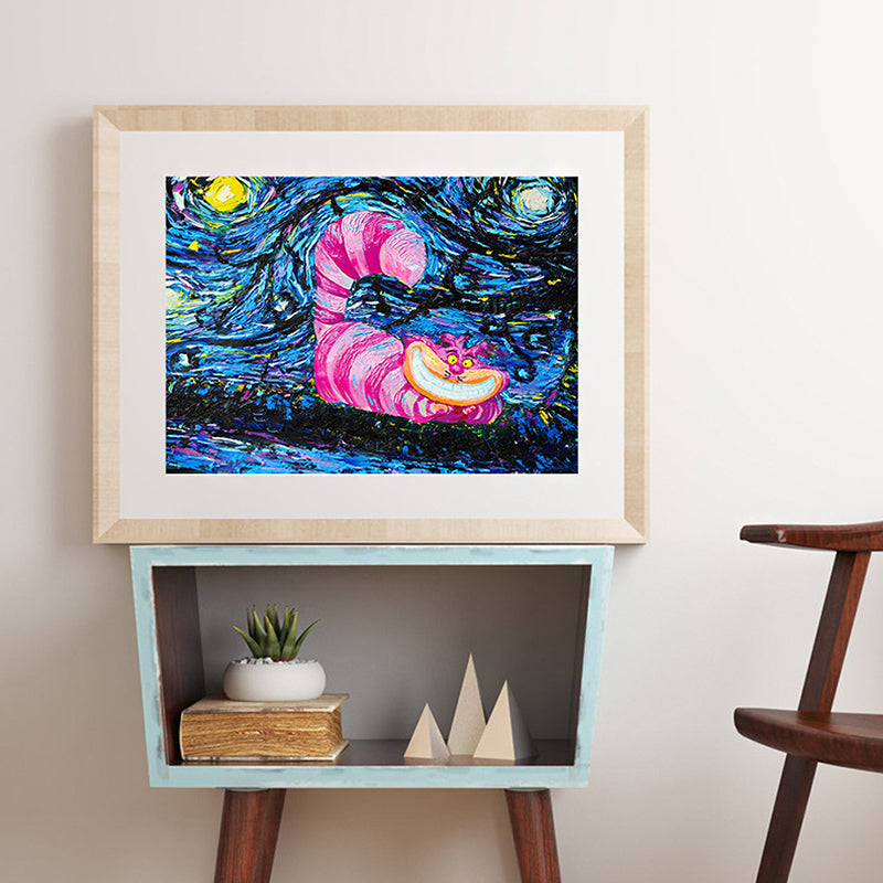 Canvas Textured Art Print Contemporary Raccoon under Starry Moon Night Sky Painting Clearhalo 'Art Gallery' 'Canvas Art' 'Contemporary Art Gallery' 'Modern' Arts' 1599124