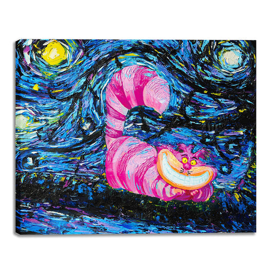 Canvas Textured Art Print Contemporary Raccoon under Starry Moon Night Sky Painting Clearhalo 'Art Gallery' 'Canvas Art' 'Contemporary Art Gallery' 'Modern' Arts' 1599125