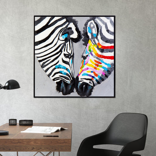 Modern Zebra Heads Wall Art Living Room Canvas Print Painting in Black and White Clearhalo 'Art Gallery' 'Canvas Art' 'Contemporary Art Gallery' 'Modern' Arts' 1599130