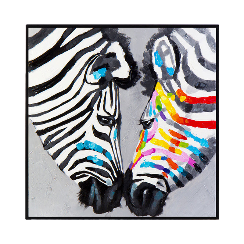 Modern Zebra Heads Wall Art Living Room Canvas Print Painting in Black and White Clearhalo 'Art Gallery' 'Canvas Art' 'Contemporary Art Gallery' 'Modern' Arts' 1599132