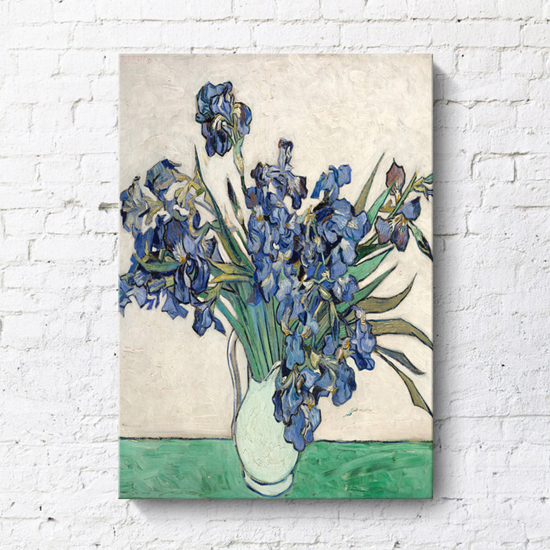 Classic Still Life Flower Painting Pastel Color Textured Canvas Wall Art for Home Blue Clearhalo 'Art Gallery' 'Canvas Art' 'Contemporary Art Gallery' 'Modern' Arts' 1599145