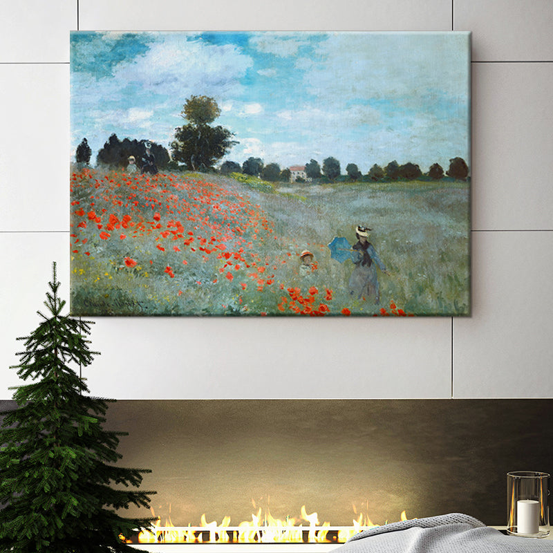 Contemporary Spring Outing Scene Painting Orange and Green Bedroom Canvas Wall Art Orange Clearhalo 'Art Gallery' 'Canvas Art' 'Contemporary Art Gallery' 'Modern' Arts' 1599176