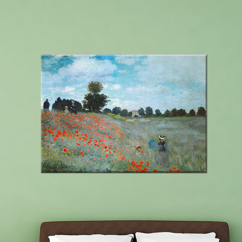 Contemporary Spring Outing Scene Painting Orange and Green Bedroom Canvas Wall Art Clearhalo 'Art Gallery' 'Canvas Art' 'Contemporary Art Gallery' 'Modern' Arts' 1599178