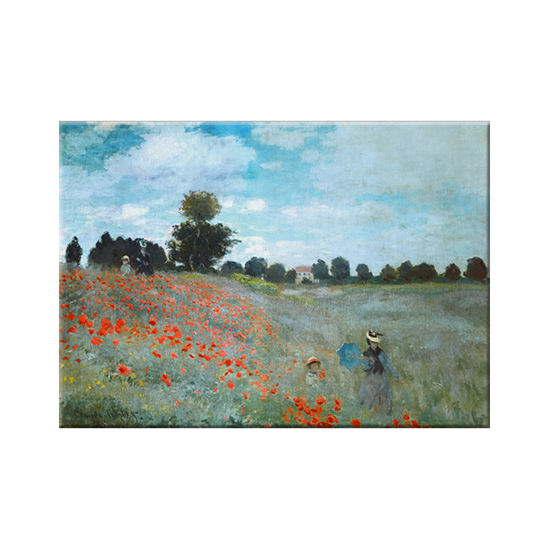 Contemporary Spring Outing Scene Painting Orange and Green Bedroom Canvas Wall Art Clearhalo 'Art Gallery' 'Canvas Art' 'Contemporary Art Gallery' 'Modern' Arts' 1599179