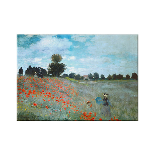 Contemporary Spring Outing Scene Painting Orange and Green Bedroom Canvas Wall Art Clearhalo 'Art Gallery' 'Canvas Art' 'Contemporary Art Gallery' 'Modern' Arts' 1599179