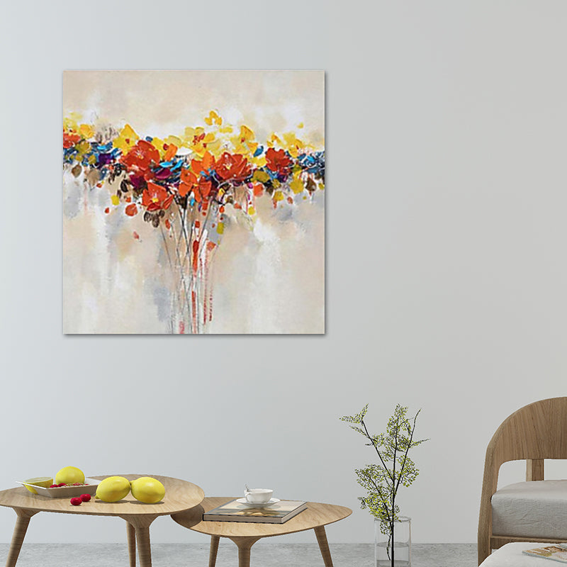 Oil Painting Flower Canvas Art Modernist Textured Wall Decor in Orange for Living Room Orange 24" x 24" Clearhalo 'Art Gallery' 'Canvas Art' 'Contemporary Art Gallery' 'Modern' Arts' 1599183