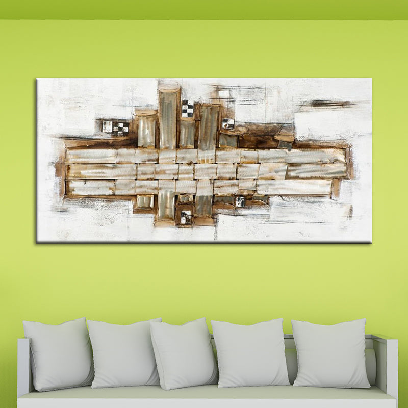 Brown Wood Canvas Art Abstract Painting Contemporary Textured Wall Decor for Home Brown 24" x 48" Clearhalo 'Art Gallery' 'Canvas Art' 'Contemporary Art Gallery' 'Modern' Arts' 1599187