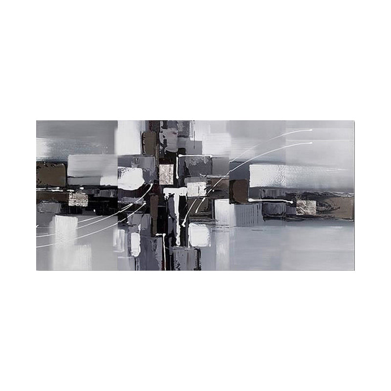 Black-Grey Color Block Art Print Abstract Oil Painting Modern Textured Wall Decor Clearhalo 'Art Gallery' 'Canvas Art' 'Contemporary Art Gallery' 'Modern' Arts' 1599195