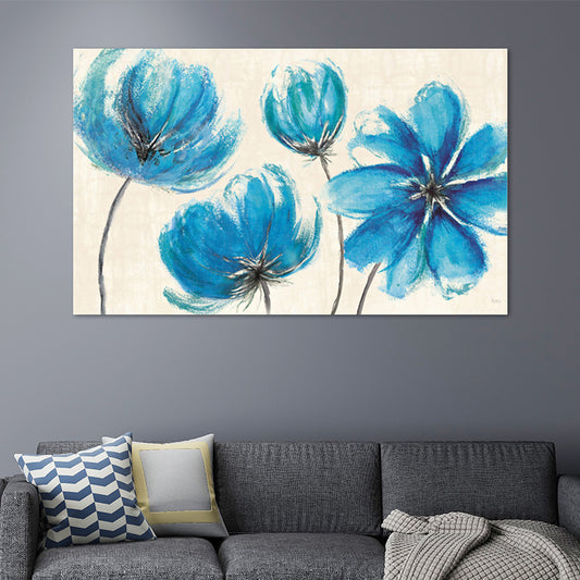 Modernist Flower Wall Art Living Room Textured Canvas Print in Blue and White Clearhalo 'Art Gallery' 'Canvas Art' 'Contemporary Art Gallery' 'Modern' Arts' 1599203