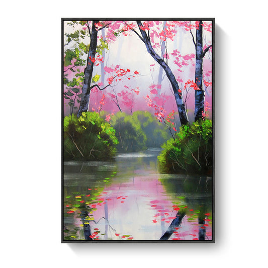 Scenery Painting Wall Decor Modern Style Textured Canvas Art Print for Living Room Pink