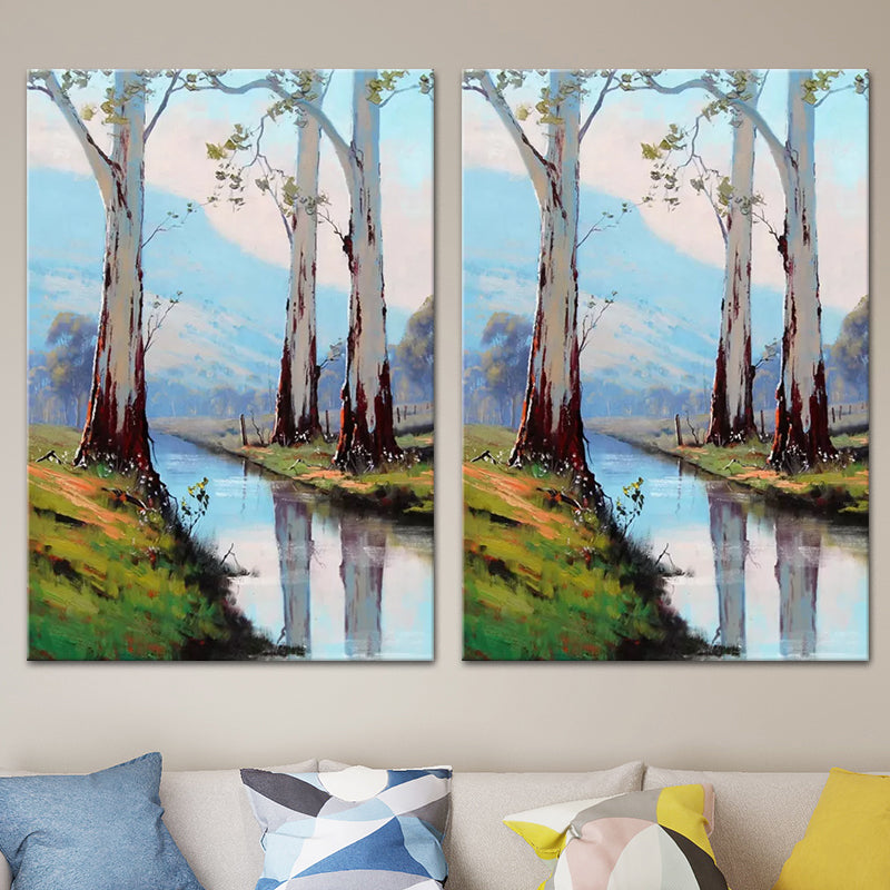 Scenery Painting Wall Decor Modern Style Textured Canvas Art Print for Living Room Light Blue Clearhalo 'Art Gallery' 'Canvas Art' 'Contemporary Art Gallery' 'Modern' Arts' 1599216