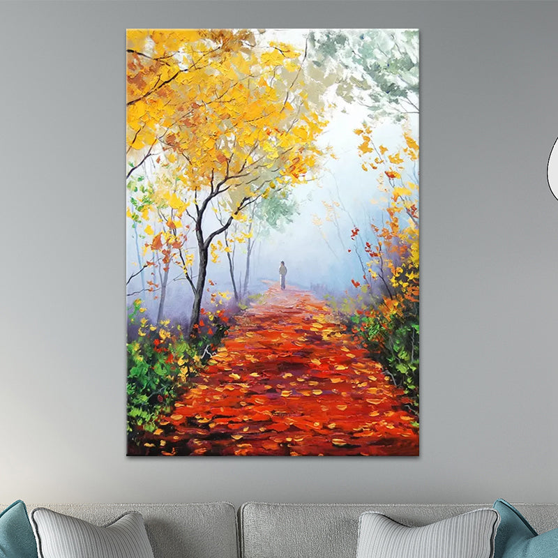 Scenery Painting Wall Decor Modern Style Textured Canvas Art Print for Living Room Orange Clearhalo 'Art Gallery' 'Canvas Art' 'Contemporary Art Gallery' 'Modern' Arts' 1599232