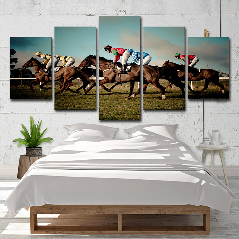 Modern Horse Racing Canvas Art Brown Sports Game Wall Decoration for Living Room Clearhalo 'Art Gallery' 'Canvas Art' 'Contemporary Art Gallery' 'Modern' Arts' 1599330