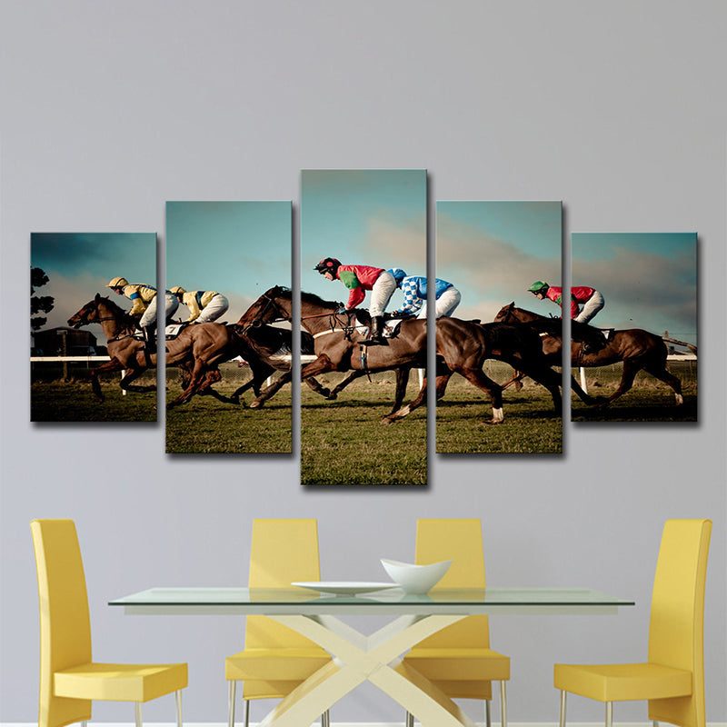 Modern Horse Racing Canvas Art Brown Sports Game Wall Decoration for Living Room Clearhalo 'Art Gallery' 'Canvas Art' 'Contemporary Art Gallery' 'Modern' Arts' 1599331