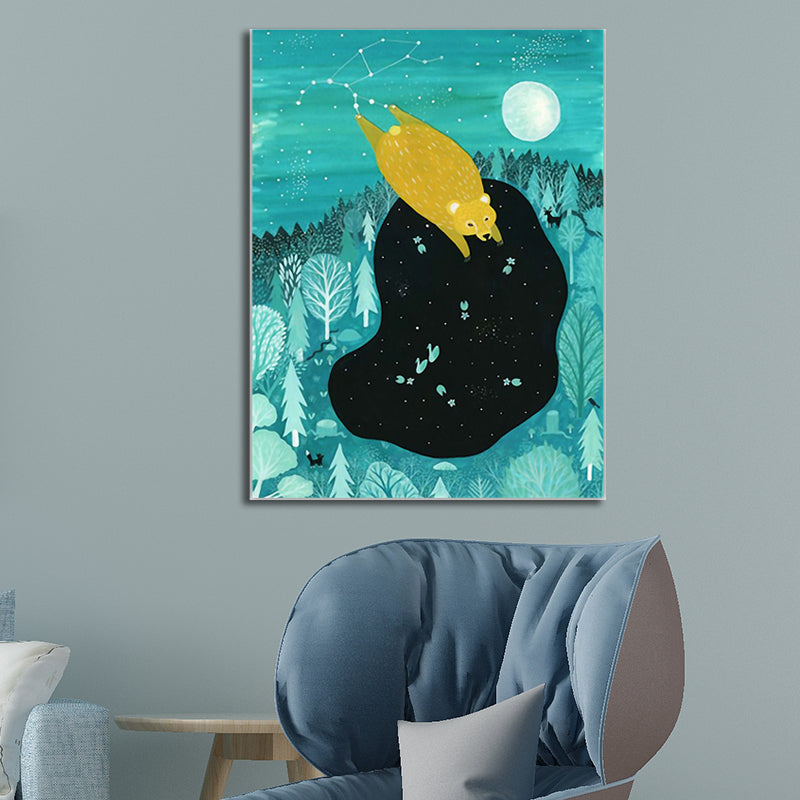 Textured Kitty Painting Wall Art Canvas Kids Style Wall Decor for Living Room Clearhalo 'Art Gallery' 'Canvas Art' 'Kids' Arts' 1599338