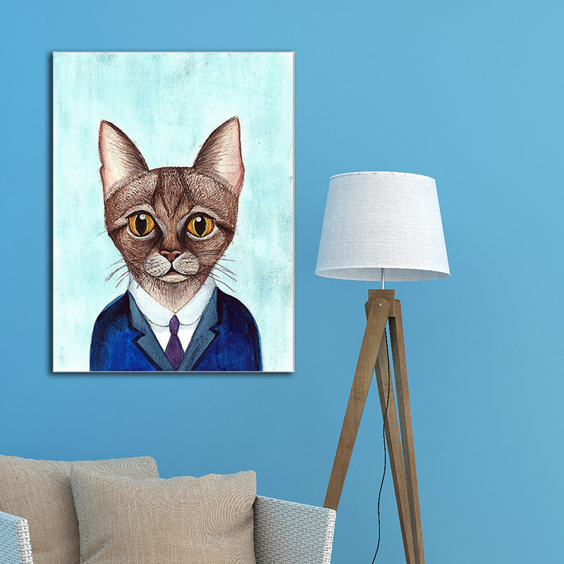 Textured Kitty Painting Wall Art Canvas Kids Style Wall Decor for Living Room Clearhalo 'Art Gallery' 'Canvas Art' 'Kids' Arts' 1599344