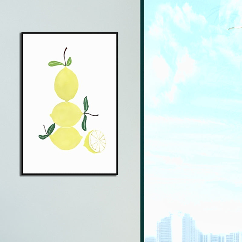 Fruit Print Wall Art Noordse getextureerde ingepakte canvas in zachte kleur voor woonkamer
