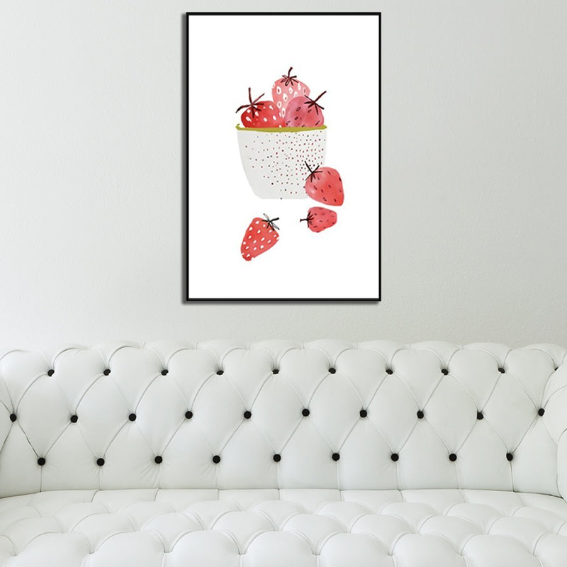 Fruit Print Wall Art Nordic Textured Wrapped Canvas in Soft Color for Living Room Red Clearhalo 'Arts' 'Canvas Art' 1599355