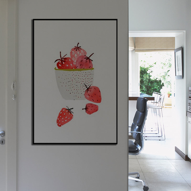 Art mural à imprimé de fruits nordique toile enveloppée de texturation en couleur douce pour le salon