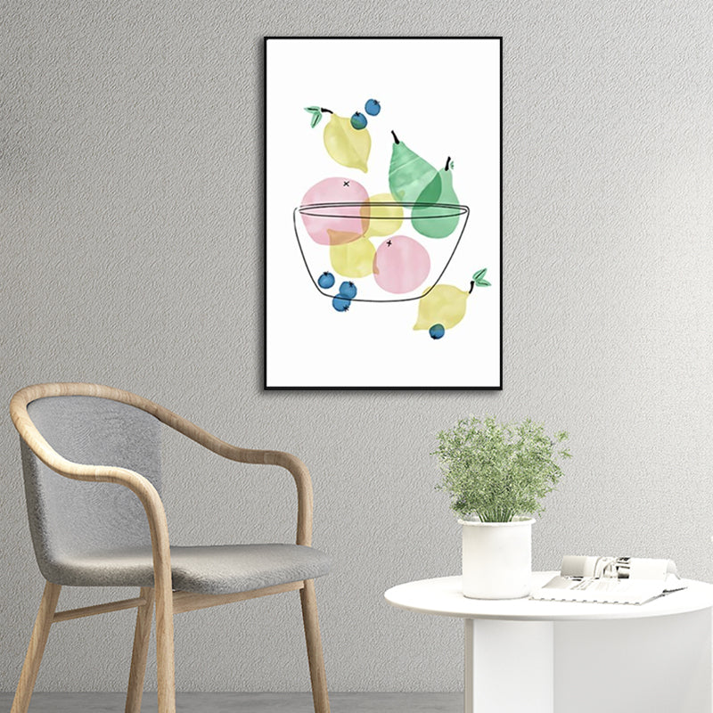 Fruit Print Wall Art Nordic Textured Wrapped Canvas in Soft Color for Living Room