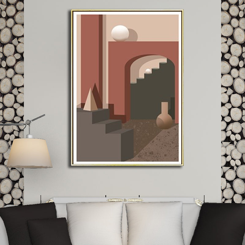 Modern Arched Hallway Canvas Pastel Color Still Life Geometric Wall Art Decor for Home Clearhalo 'Art Gallery' 'Canvas Art' 'Contemporary Art Gallery' 'Modern' Arts' 1599370