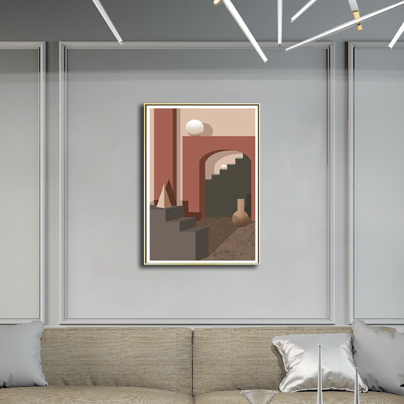 Modern Arched Hallway Canvas Pastel Color Still Life Geometric Wall Art Decor for Home Clearhalo 'Art Gallery' 'Canvas Art' 'Contemporary Art Gallery' 'Modern' Arts' 1599371