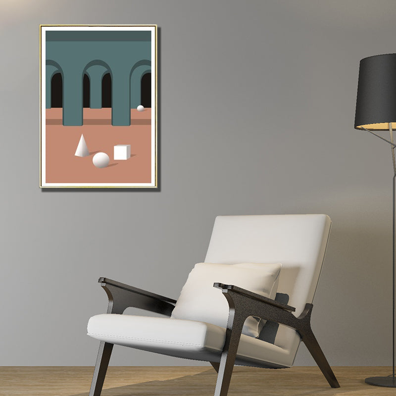 Modern Arched Hallway Canvas Pastel Color Still Life Geometric Wall Art Decor for Home Green Clearhalo 'Art Gallery' 'Canvas Art' 'Contemporary Art Gallery' 'Modern' Arts' 1599375