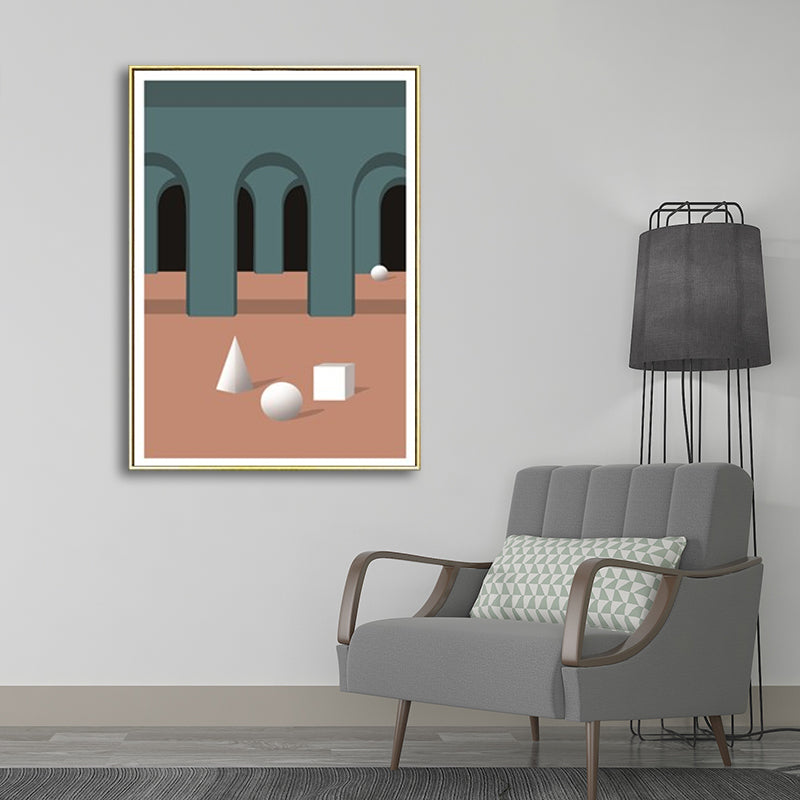 Modern Arched Hallway Canvas Pastel Color Still Life Geometric Wall Art Decor for Home Clearhalo 'Art Gallery' 'Canvas Art' 'Contemporary Art Gallery' 'Modern' Arts' 1599376