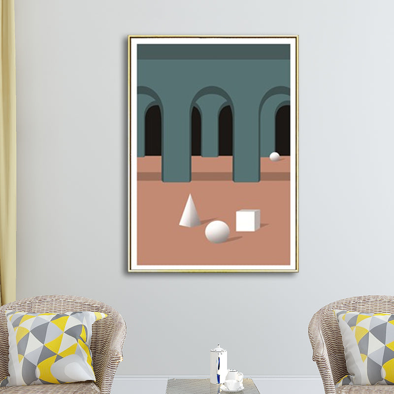 Modern Arched Hallway Canvas Pastel Color Still Life Geometric Wall Art Decor for Home Clearhalo 'Art Gallery' 'Canvas Art' 'Contemporary Art Gallery' 'Modern' Arts' 1599377