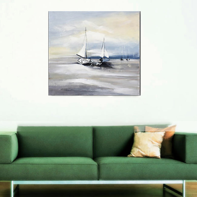 Grey Sailboats Canvas Wall Art Textured Modernist Style Living Room Wall Decoration Clearhalo 'Art Gallery' 'Canvas Art' 'Contemporary Art Gallery' 'Modern' Arts' 1599382
