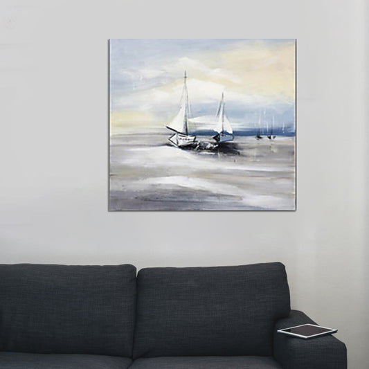 Grey Sailboats Canvas Wall Art Textured Modernist Style Living Room Wall Decoration Clearhalo 'Art Gallery' 'Canvas Art' 'Contemporary Art Gallery' 'Modern' Arts' 1599383