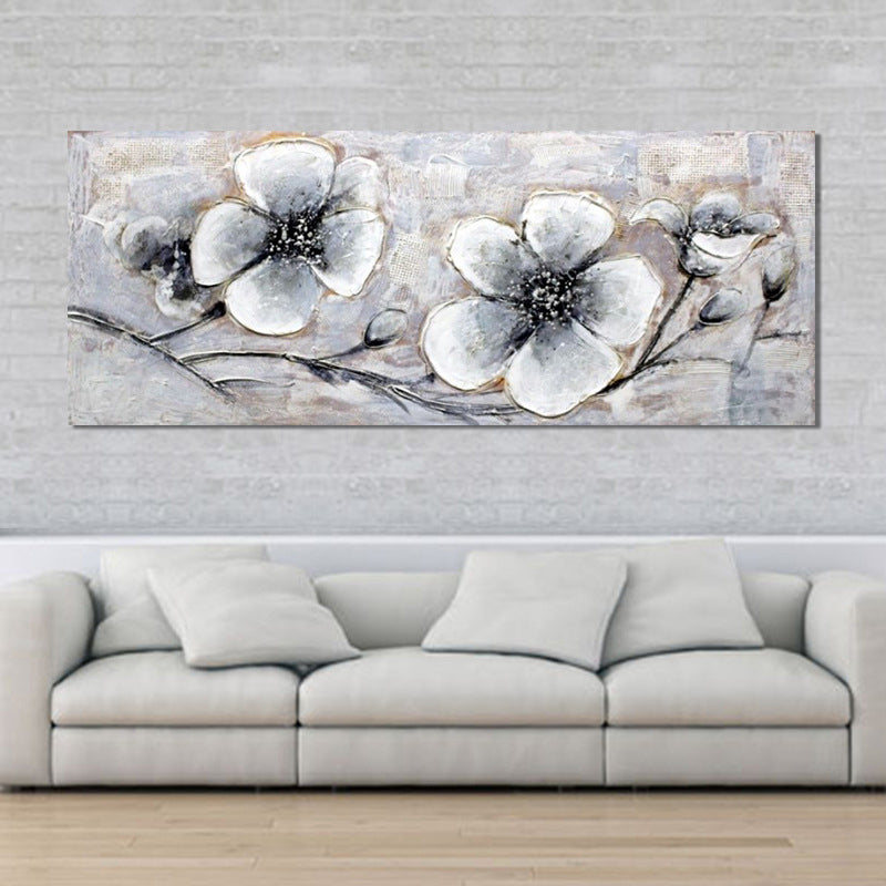 Plum Blossom Wall Art in Grey Modern Stylish Wrapped Canvas for Study Room Clearhalo 'Art Gallery' 'Canvas Art' 'Contemporary Art Gallery' 'Modern' Arts' 1599387