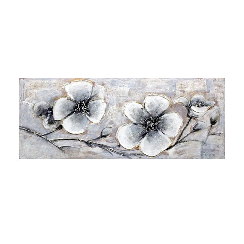 Plum Blossom Wall Art in Grey Modern Stylish Wrapped Canvas for Study Room Clearhalo 'Art Gallery' 'Canvas Art' 'Contemporary Art Gallery' 'Modern' Arts' 1599388