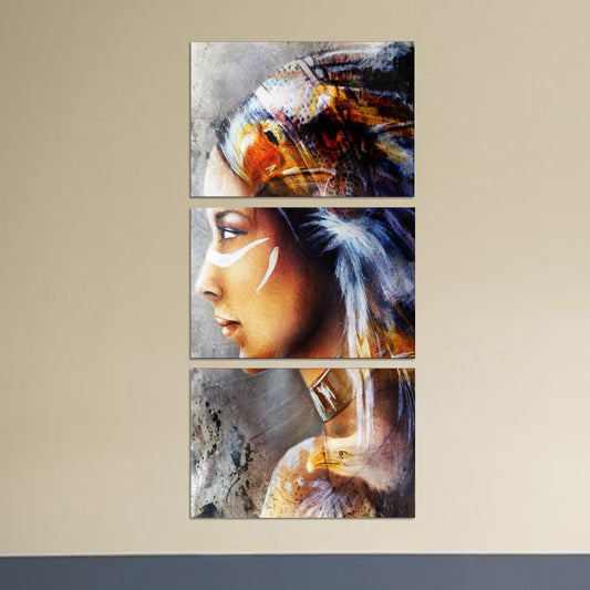 Indian Girl Side Face Painting Brown Modernist Canvas Wall Art for Hotel Hallway Clearhalo 'Art Gallery' 'Canvas Art' 'Contemporary Art Gallery' 'Modern' Arts' 1599417