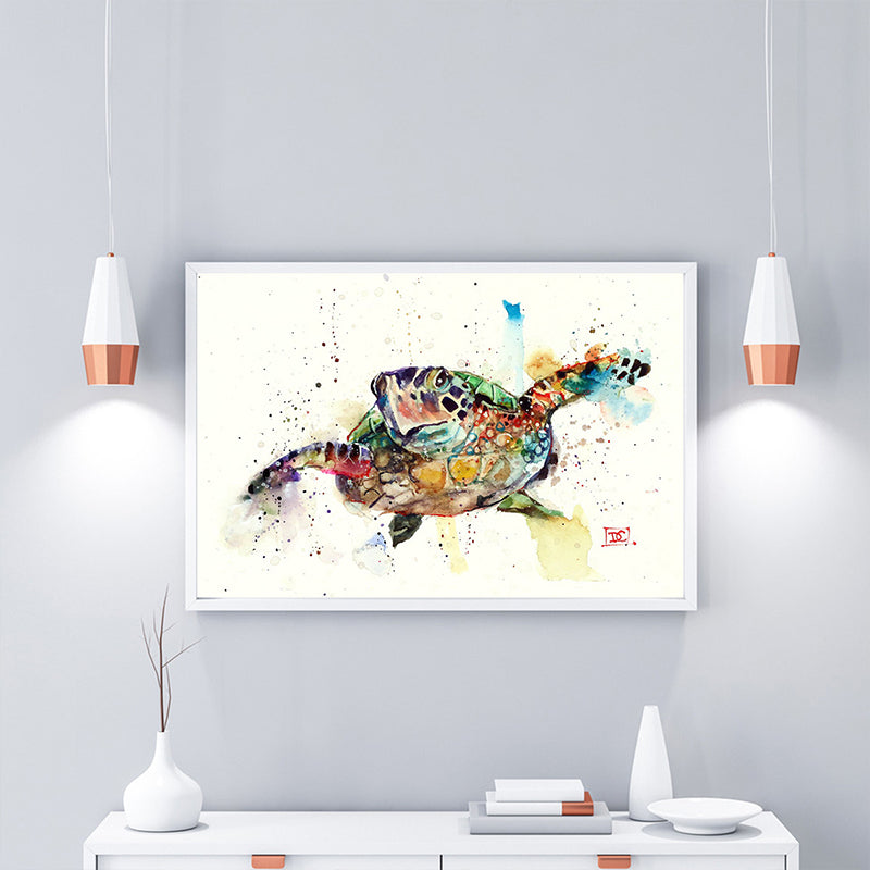 Tortoise Wall Art Print Green-White Wrapped Canvas Painting for Living Room, Texture Green 12" x 16" Clearhalo 'Art Gallery' 'Canvas Art' 'Contemporary Art Gallery' 'Modern' Arts' 1599423