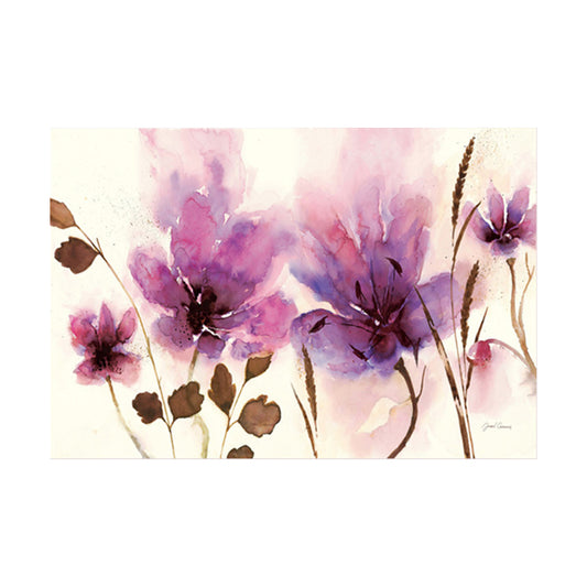 Watercolour Flower Wall Art Decor Minimalist Aesthetic Canvas Painting in Purple Clearhalo 'Art Gallery' 'Canvas Art' 'Contemporary Art Gallery' 'Modern' Arts' 1599436