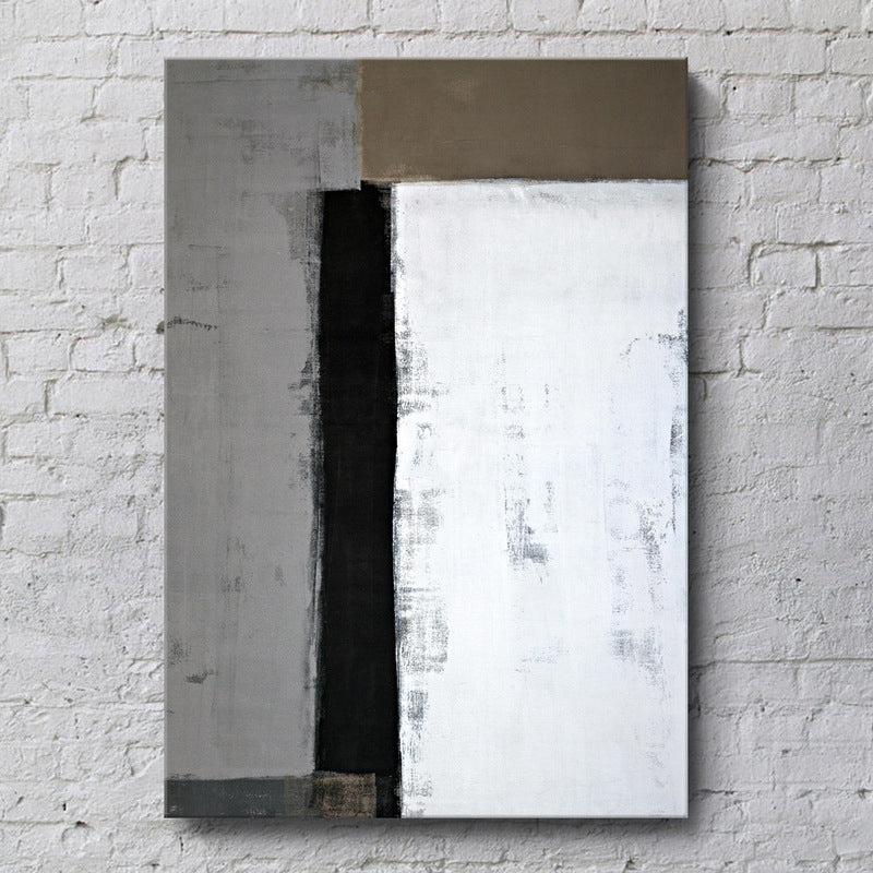 Minimalist Wall Art White and Grey Color Block Painting Canvas Print for House Hallway Clearhalo 'Art Gallery' 'Canvas Art' 'Contemporary Art Gallery' 'Modern' Arts' 1599440