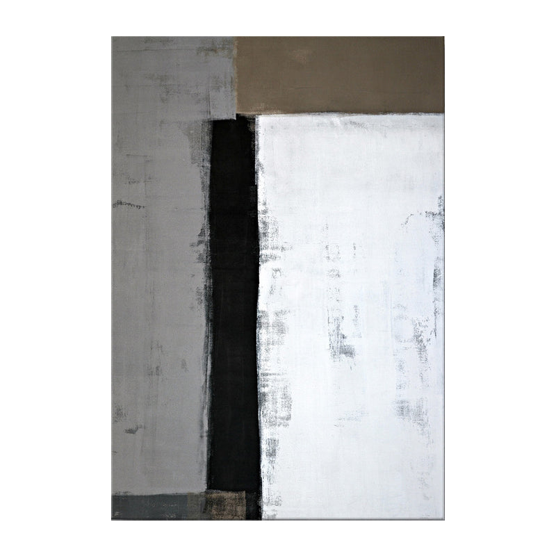 Minimalist Wall Art White and Grey Color Block Painting Canvas Print for House Hallway Clearhalo 'Art Gallery' 'Canvas Art' 'Contemporary Art Gallery' 'Modern' Arts' 1599441