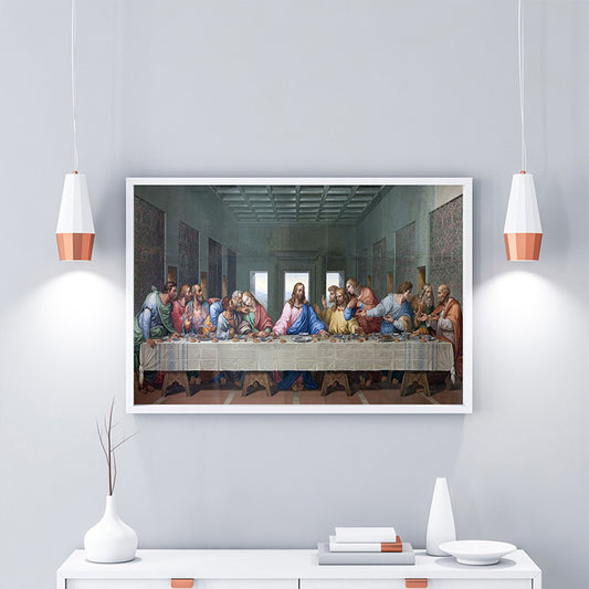 Modern Religion Wall Art Grey the Last Supper Painting Canvas Print for Living Room Grey Clearhalo 'Art Gallery' 'Canvas Art' 'Contemporary Art Gallery' 'Modern' Arts' 1599458
