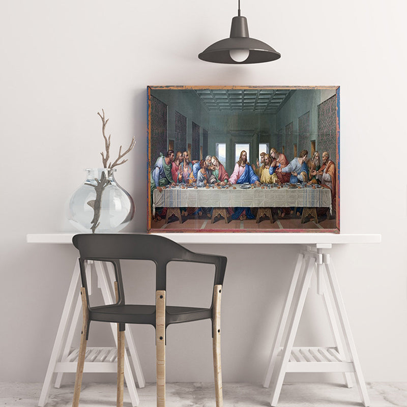 Modern Religion Wall Art Grey the Last Supper Painting Canvas Print for Living Room Clearhalo 'Art Gallery' 'Canvas Art' 'Contemporary Art Gallery' 'Modern' Arts' 1599459