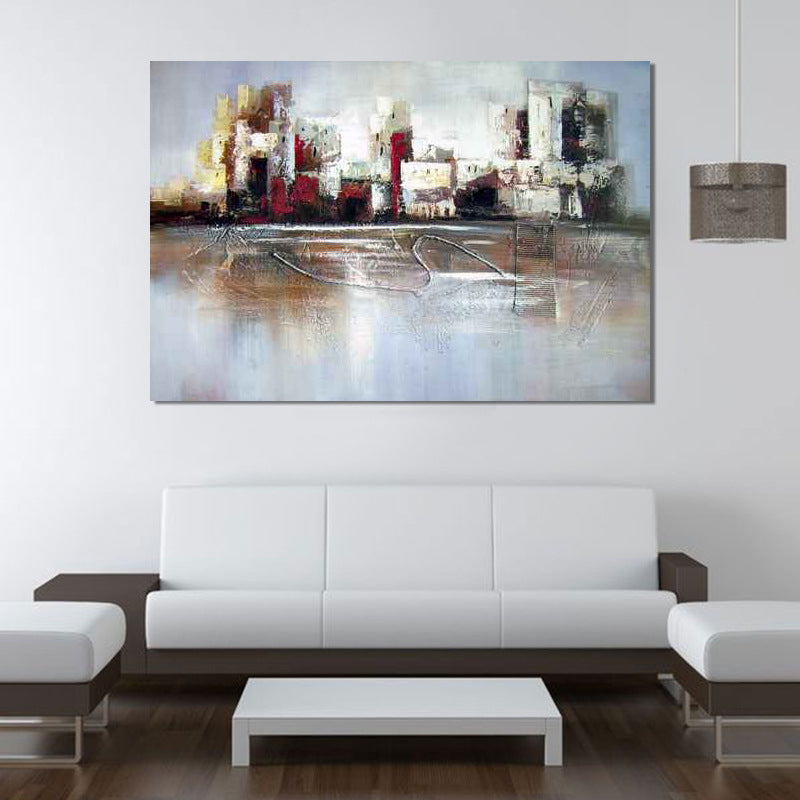 White Contemporary Canvas Abandoned Factory Oil Painting Wall Art for Home White 24" x 31" Clearhalo 'Art Gallery' 'Canvas Art' 'Contemporary Art Gallery' 'Modern' Arts' 1599465