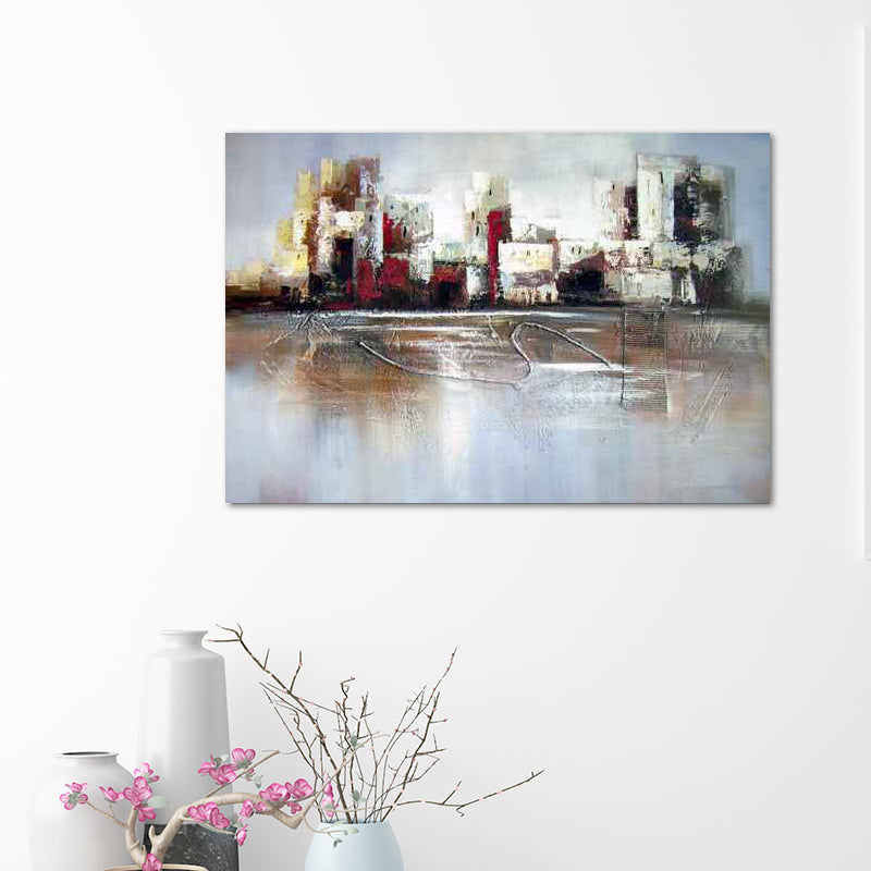 White Contemporary Canvas Abandoned Factory Oil Painting Wall Art for Home Clearhalo 'Art Gallery' 'Canvas Art' 'Contemporary Art Gallery' 'Modern' Arts' 1599466