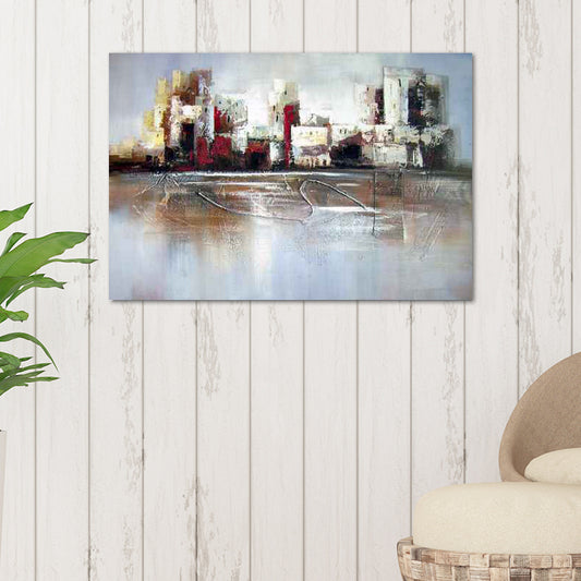 White Contemporary Canvas Abandoned Factory Oil Painting Wall Art for Home Clearhalo 'Art Gallery' 'Canvas Art' 'Contemporary Art Gallery' 'Modern' Arts' 1599467