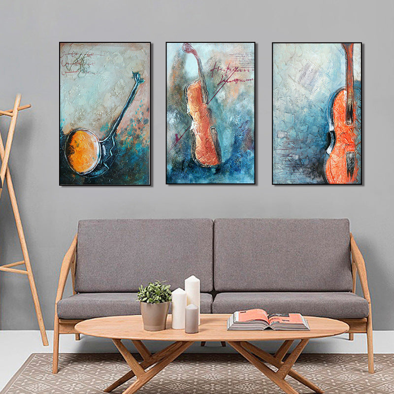 Orange Music Instruments Painting Multi-Piece Contemporary Living Room Wall Art Print Orange 16" x 24" Clearhalo 'Art Gallery' 'Canvas Art' 'Contemporary Art Gallery' 'Modern' Arts' 1599470