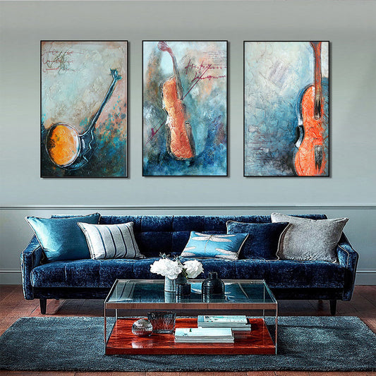 Orange Music Instruments Painting Multi-Piece Contemporary Living Room Wall Art Print Clearhalo 'Art Gallery' 'Canvas Art' 'Contemporary Art Gallery' 'Modern' Arts' 1599472