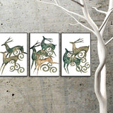Green Deer Wall Art Set Wild Animal Nordic Textured Canvas Print for Dining Room Clearhalo 'Art Gallery' 'Canvas Art' 'Kids' Arts' 1599502