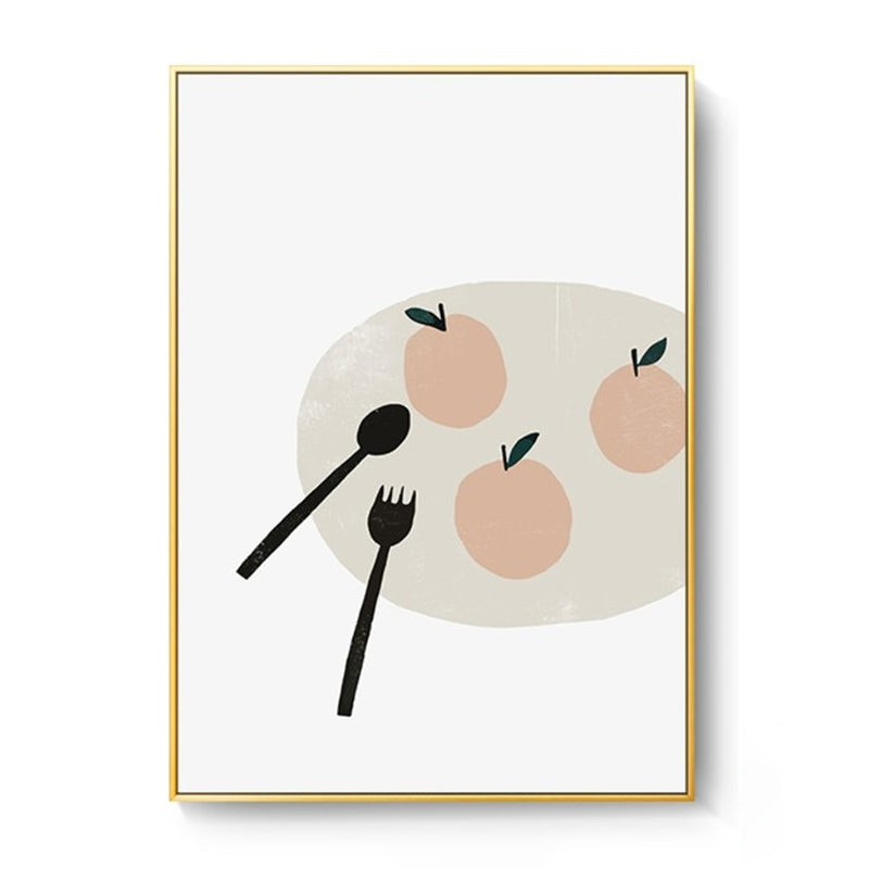 Light Color Nordic Art Print A Plate of Fruit Painting Canvas for Home Decoration Clearhalo 'Arts' 'Canvas Art' 1599510