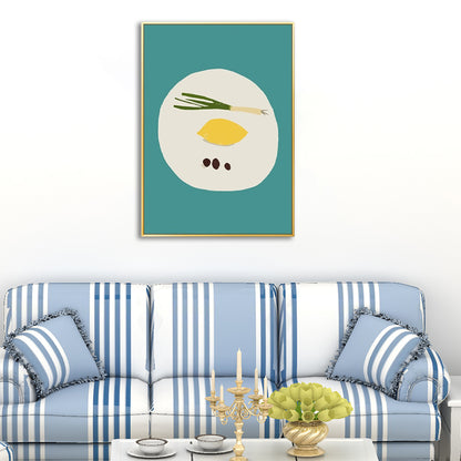 Light Color Nordic Art Print A Plate of Fruit Painting Canvas for Home Decoration Blue Clearhalo 'Arts' 'Canvas Art' 1599514