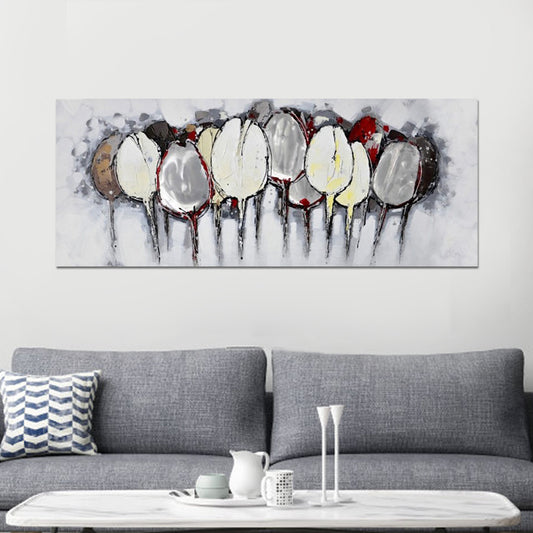 Extra Large Tulip Flowers Painting Modern Trendy Hand-Print Wall Art Decor in Grey Clearhalo 'Art Gallery' 'Canvas Art' 'Contemporary Art Gallery' 'Modern' Arts' 1599542